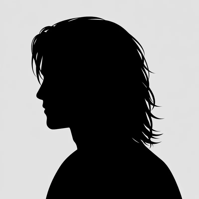 Wavy and curly long hair silhouette style concept for a curly ponytail