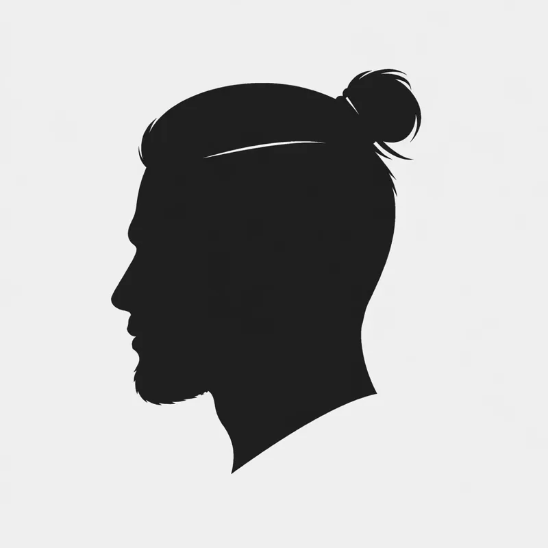 Topknot hairstyle silhouette with shaved sides