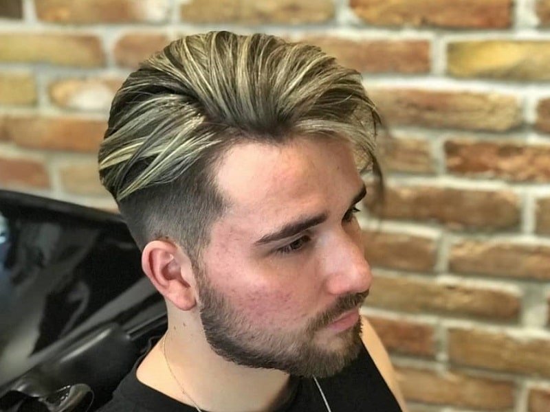 men's blow out hair with highlights 