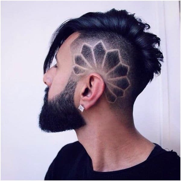 Floral Shaved Head Design for Men